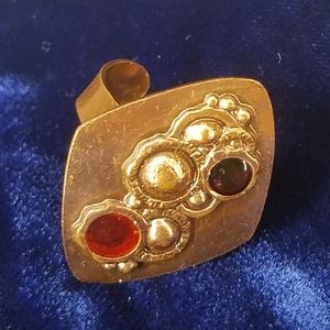 Vintage Copper Modern Abstract Adjustable Ring
